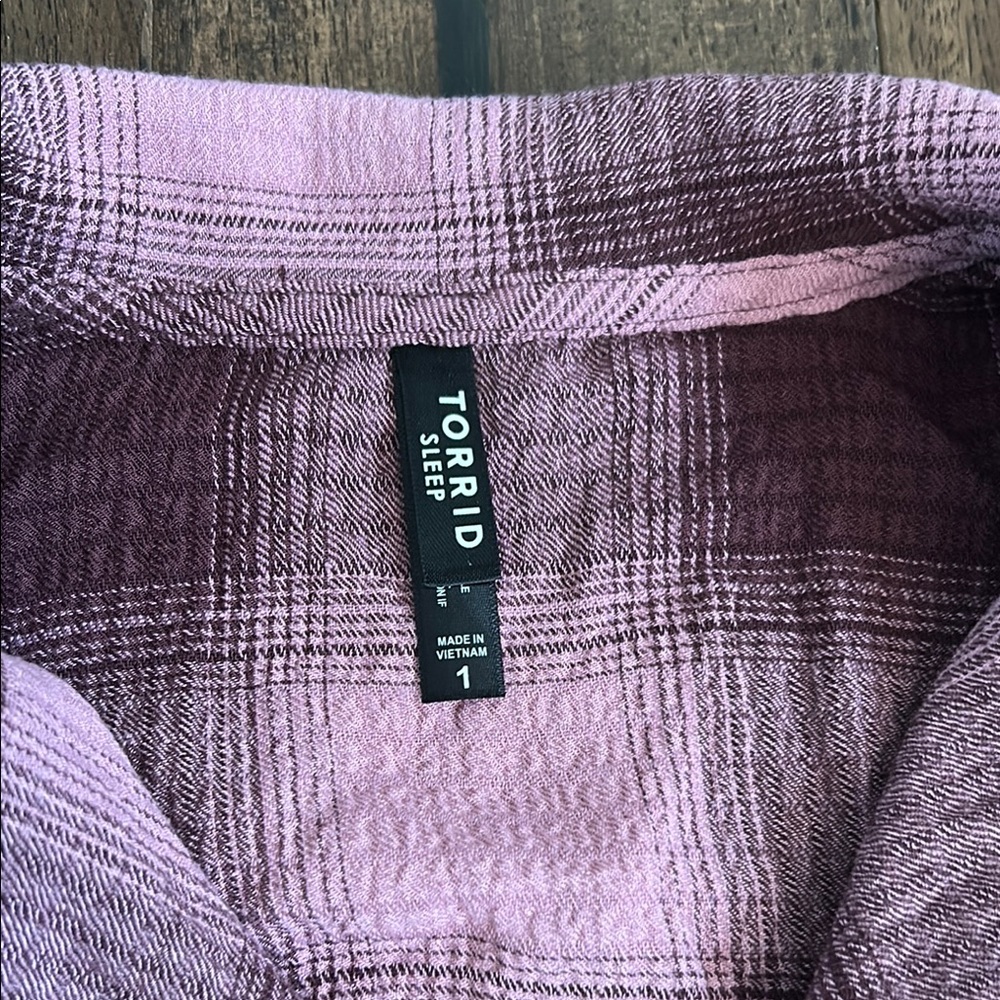 Plaid Short Sleeve Button-Up Lounge Shirt - Picture 2 of 2